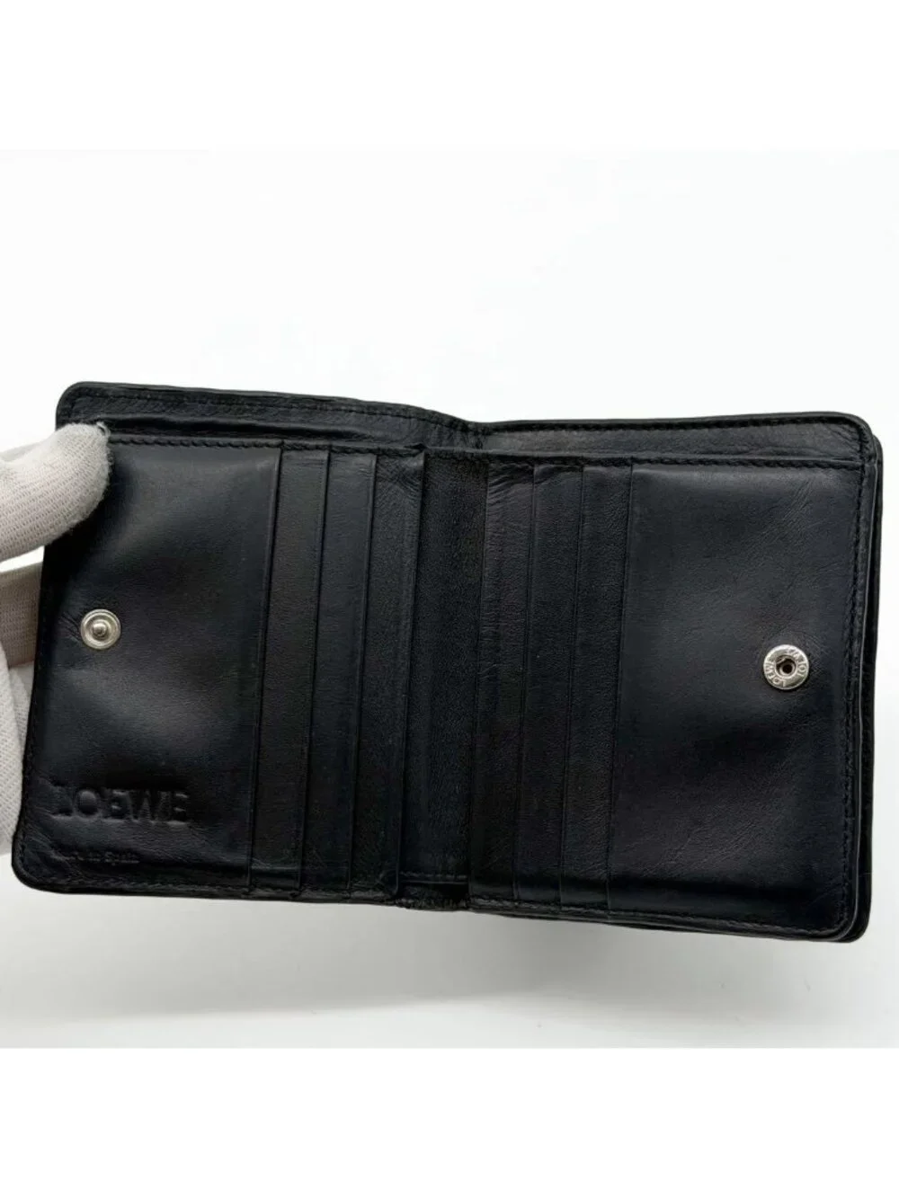 Loewe Repeat Anagram Bifold Black Compact Zip Mini Wallet